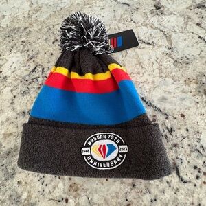 Nascar 75th Anniversary Striped Beanie - Black, Blue, Red, Yellow